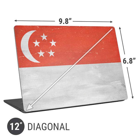 Singapore Flag Distressed Universal Laptop 12in (9.8 x 6.8in) Skin